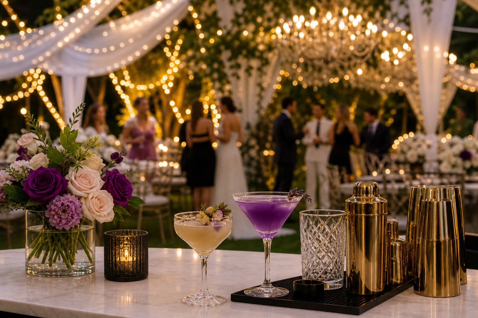 Cocktails at Sunset bar service at an elegant outdoor event