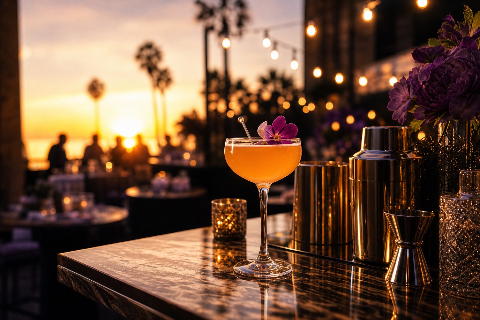 Cocktail service at a Los Angeles sunset event